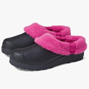 Hunter Black Play Shoes with Sherpa Faux Shearling Pink Lining Size 7 New in Box